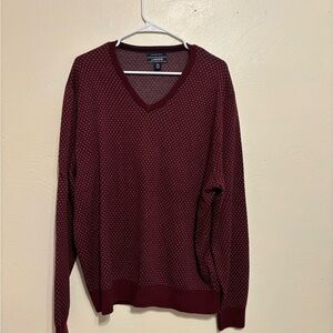 Lands' End Men's Deep Red V-Neck Sweater
